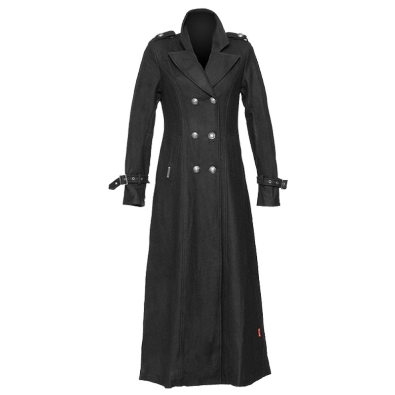 Women Gothic Style Military Black Wool Coat Women Long Coat 